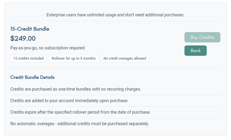 Screenshot of the detail for the Pay-as-you-go tier